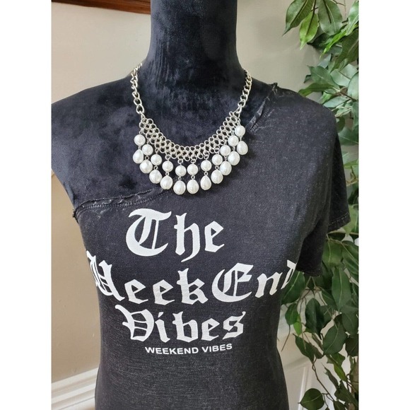 Forever 21 Women Solid Black Cotton One Shoulder Off Pullover Blouse Size Small - Picture 2 of 10